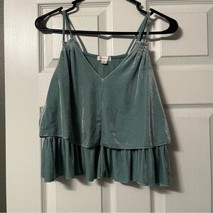 Xhilaration Teal Green Ruffled Layered Camisole